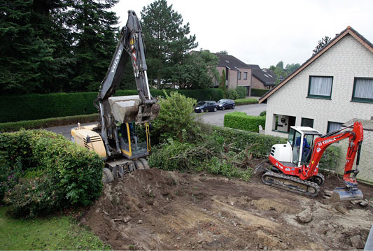 excavators at work
